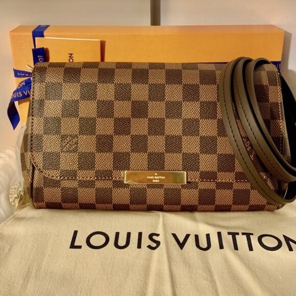 Authentic NEW LOUIS VUITTON Favorite MM Shoulder Bag N41129 Damier ebene - Picture 1 of 15